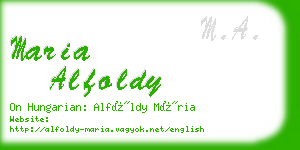 maria alfoldy business card